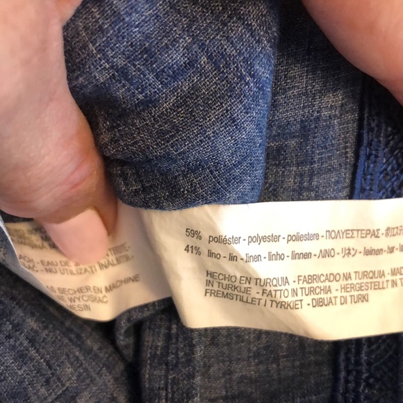 Zara Basic Z1975 Denim Chambrey Flounce Dress Coverup Linen Blend SZ S - Picture 4 of 4